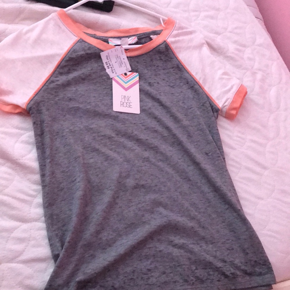 Pink rose baseball tee